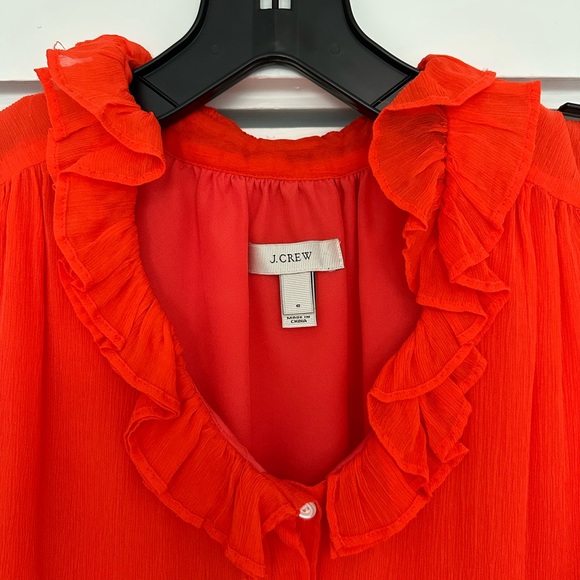 J Crew Silk Ruffle Neck Sleeveless Blouse - Picture 2 of 4